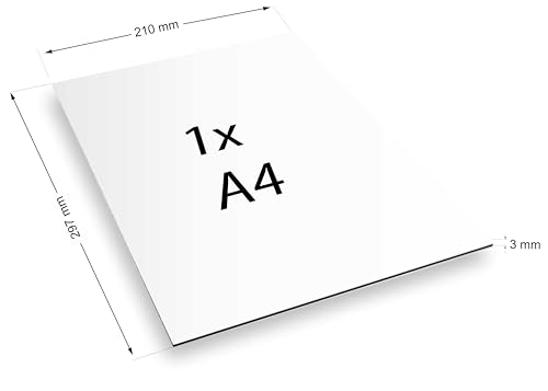 Aluminiumverbundplatte, Weiß, 3 mm, Sandwichplatte aus Aluminium, für den Innen- und Außenbereich, robust und leicht, verschiedene Größen (1, 21 x 29,7 cm)