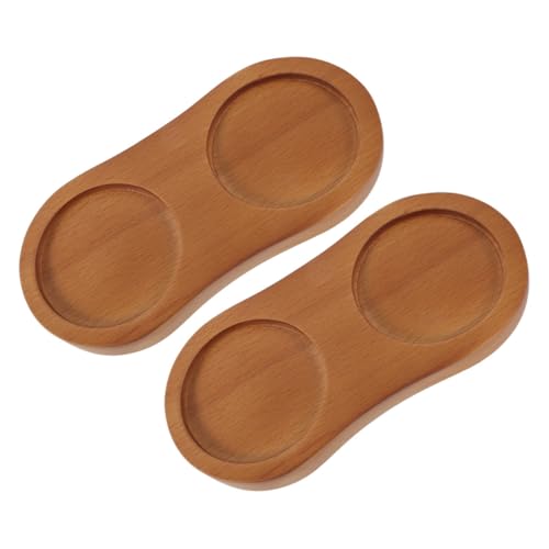 SAFIGLE 2pcs Wooden Pepper and Sauce Bottle Tray Multifunctional Salt Pepper Storage Base for Kitchen Dining Table Holder