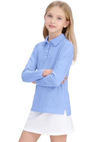 Image of Girls Uniform Shirts Long Sleeve Polo Shirt for Girls