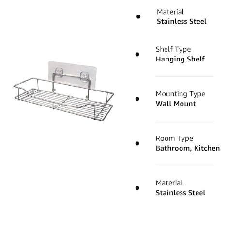 Image of D.k 11 Stainless Steel Multipurpose Bathroom Rack, Kitchen, Home, Adhesive Organizer for Bathroom Without Drilling Storage Rack for Shampoo, Detergent Racks, Wall Mount Rack (Pack of 1)