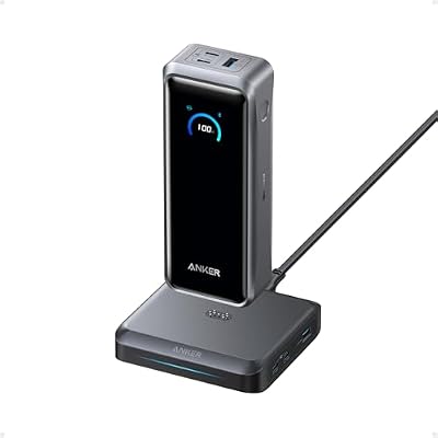 Anker Prime Power Bank and Charging Base, 26,250mAh 300W Max Portable Charger with Base for 6 Devices, Two-Way Charging, Flight-Approved, App Control, for Creators, MacBook, iPhone 17 Series, and More