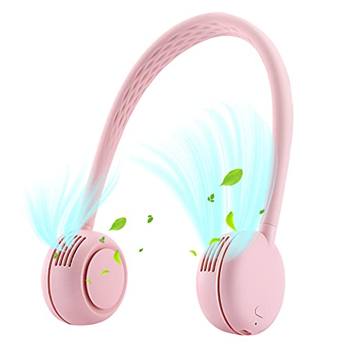 Neck Fan,Usb Charging Super Long Battery Life, Hands-Free Personal Convenient Fan, 3-Speed Adjustable,Hanging Design,Indoor And Outdoor Are Refreshing And Worry-free,Suitable For Hot Summer (Pink)