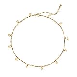 Star Choker Necklace Gold Star Necklace for Women Dainty Choker Necklace Jewelry Gift (A:star choker)