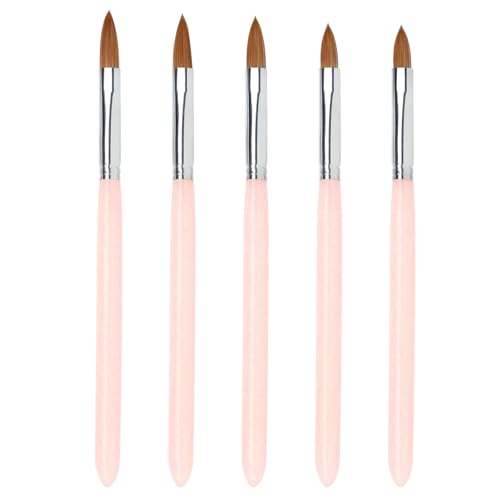 Lokaloka 5 Pinceles para Uñas Acrilicas Profesional Nail Art, 8/10/12/14/16# Pincel Acrilico Decoracion Acrilicas para Esculpir 3D Extensión de Uñas Semipermanente Construcción UV Gel Kit Manicura Set