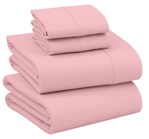 RUVANTI 100% Cotton Percale Sheets Full Size – Crisp Cooling Bed Sheets for Hot Sleepers, Deep Pocket 16”, Soft Breathable & Durable Hotel-Style 4 Piece Set, Bridal Rose by RUVANTI - Used condition - US$35.11