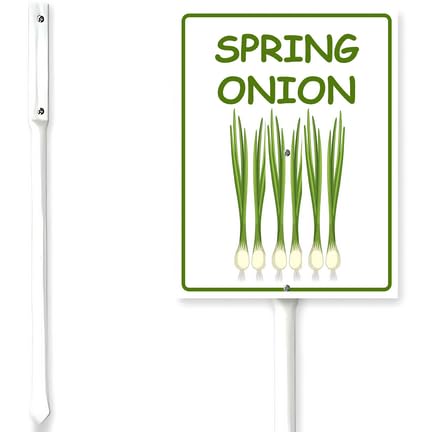 Horienteeon Spring Onion Sign With Stake Vegetable Garden Marker For Yard Fresh Herb Neighborhood Lawn Rustproof Farm Party Porch Street Wildflowers Outdoor Aluminium Decorations 8x12"