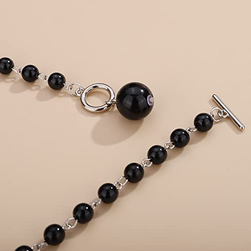 Wiwpar Dainty Layered Black Pearl Pendant Necklace Baroque Long Pearl Ot Clasp Fashion Retro Charm Choker Necklace And Earrings Set For Women Girls Halloween Jewelry (Black) #TOP6