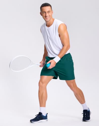 Image of GGJ Men's Lightweight Athletic Shorts with 2 Zipper Pockets 7 inch /9 inch /5 inch Gym Workout Running Quick Dry Tennis Shorts for Men