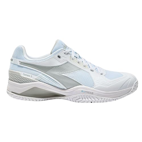 Diadora Men's Blushield Torneo 3 All Ground Tennis Shoe (White/Silver, 8.5)2