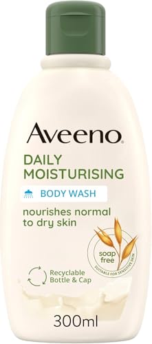 Aveeno Daily Moisturising Body Wash, With Soothing Oat, Suitable For Sensitive Skin, Gently Cleanses and Nourishes, Soap-Free, Lightly Scented, 300ml