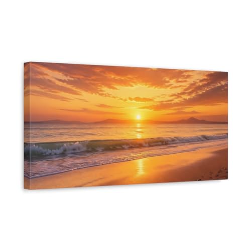 Tableau de plage coucher de soleil pour décorer le dessus d'une cheminée ou un salon moderne