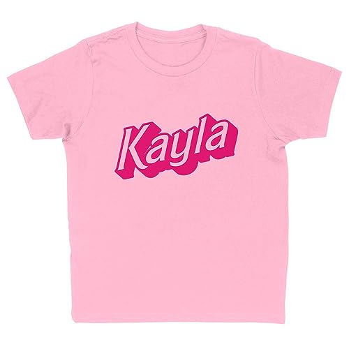 Kayla Doll Font Kids T-Shirt Youth Medium Light Pink
