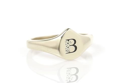 Bague lettre en argent 925 personnalisable avec goutte d'eau ciselée - 5