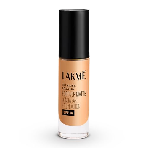 Image of Lakme Forever Matte Longwear Foundation with SPF 15 and Active Niacinamide | Brightens Skin | Long Lasting Matte Finish |Natural Shell,25 ml