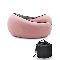Travel Pillow Memory Foam Neck Pillow Soft Comfortable Breathable Velvet Cover Support Pillow for Traveling, Airplanes, Car, Travel Sleeping Essentials (Light Pink)