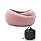 Travel Pillow Memory Foam Neck Pillow Soft Comfortable Breathable Velvet Cover Support Pillow for Traveling, Airplanes, Car, Travel Sleeping Essentials (Light Pink)