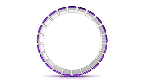 Rosec Jewels Certified Amethyst Princess Cut Eternity Band Ring For Women(2.50 Carat Amethyst, Aaa Quality), 14K White Gold, Size:us 11.50 #TOP6