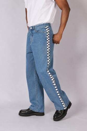 Image of Plaid&Plain Men's Baggy Jeans Wide Leg Heavyweight 100% Cotton Loose Fit