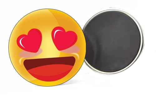 MAGNET 37MM smiley coeur dans les yeux love amour idée cadeau émoticone