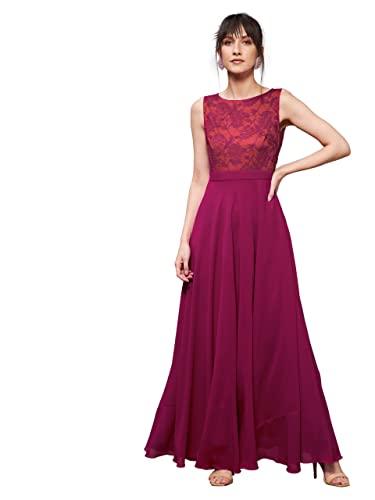 Image of Miss Chase Women's Round Neck Cap Sleeves Lace Knee -Long Skater Dress