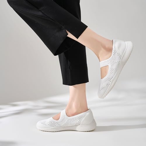 Image of HONHOLD Women's Casual Knit Mary Jane Flat Shoes with Arch Support