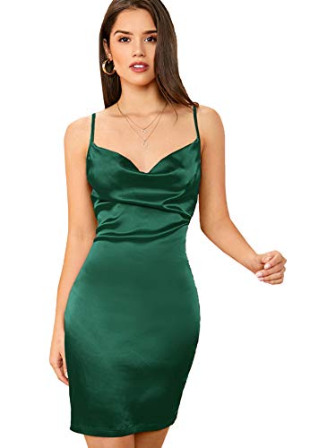 Floerns women's vintage cowl neck spaghetii strap satin cocktail …