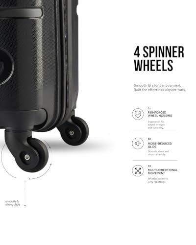Image of SNITCH Loop Medium Size Black Polypropylene Hard Travel Suitcase - Suitcase Medium Size & Luggage with 4 Wheels, Secure Lock & Free Shoe Bag