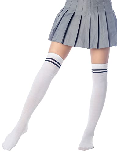 Image of iB-iP Women's Football Style Stripes Sports Thigh High Long Socks