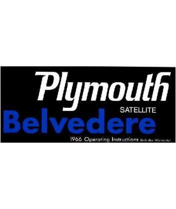 1966 PLYMOUTH BELVEDERE SATELLITE Owners Manual Guide