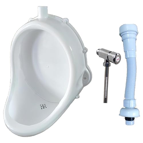 Orinal de plástico con manguera y válvula de descarga, orinales temporales para hombres montados en pared, PP, para obras de construcción, renovaciones de baños, escuelas y desagües de piso miniatura 1