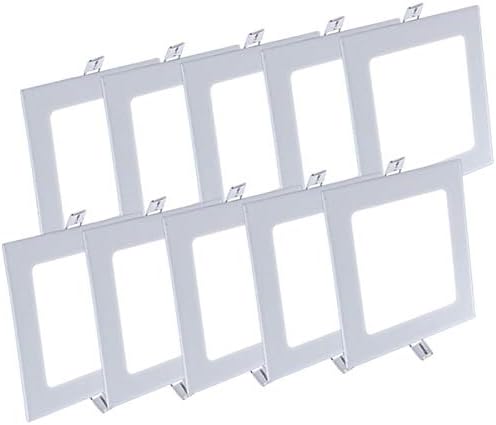 ZEEZ Lighting - 9W 5-Inch (OD 5.75" / ID 4.95") Square Cool White Non-Dimmable LED Recessed Ceiling Panel Down Light Bulb Slim Lamp Fixture - 10 Packs