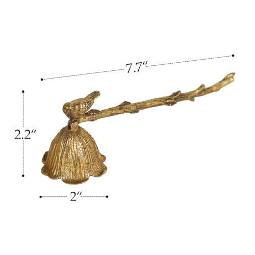 NIKKY HOME Gold Floral Candle Snuffer with Long Handle, Vintage Elegant Candle Extinguisher with Bird, Decorative Metal Wick Flame Snuffer Candle Accessory - Thumbnail 3