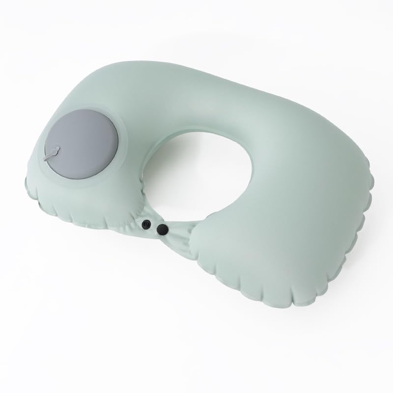 ネックピロー U型枕 トラベルピロー 旅行枕 エアーピロー 首枕 軽量 空気枕 折りたたみ可能 収納ポーチ付き 収納バッグ付き マルチマテリアル 旅行用 トラベルグッズ 携帯枕 飛行機用 収納 軽量 枕 U型 トラベル トラベルグッズ (ペパーミントグリーン(ミルクシルク))