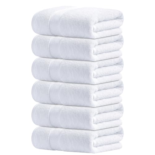Infinitee Xclusives White Hand Towels for Bathroom - Set of 6 (16x28 inches) 600 GSM, 100% Cotton Ultra Soft, Quick Drying, Hotel Quality Hand Towel Set (Brilliant White, Hand Towels)