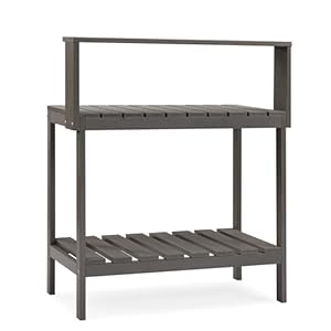 EFURDEN Potting Bench Table, Outdoor Potting Table Made of Poly Lumber, Wood-Like Gardening Table and Potting Station(Gray EFURDEN Potting Bench Table Outdoor Potting Table Made of Poly Lumber Wood Like Gardening Table and Potting StationGray