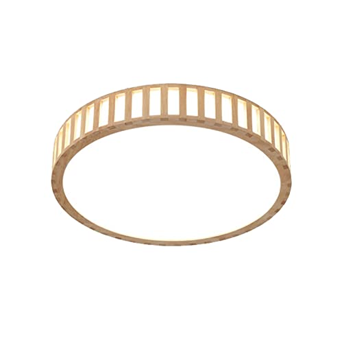 Lumière de chambre haut de gamme, plafonnier led nordique bois massif rond de luxe