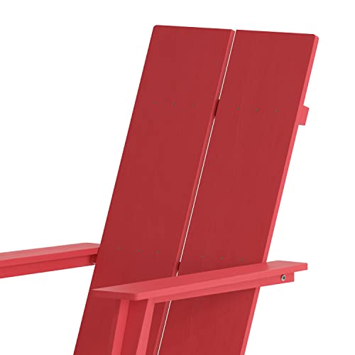 Flash Furniture Sawyer Modern Commercial 2-Slat Back Adirondack Chair - Red Commercial All-Weather Poly Resin Lounge Chair #TOP5