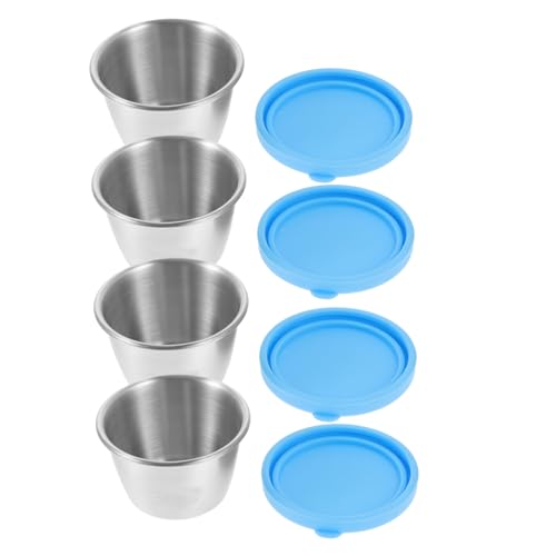 Amosfun 4Pcs Dipping Cups with Lids Reusable Condiment Containers for Sauces Dressings and Seasonings for Home Picnic and Lunch Boxes