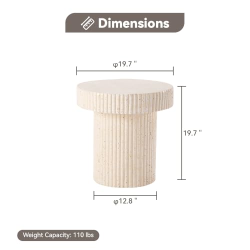 Image of COSIEST Round Patio Side Table Outdoor, All Weather Concrete Accent Table