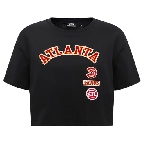 Pro Standard Womens NBA Atlanta Hawks Retro Classics Short Sleeve Boxy Tee Black 2XL