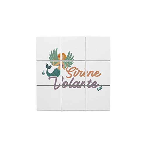 Carreaux Céramique Décoratif Sirène Volante Lot de 9 Pièces 32,4x32,4 cm
