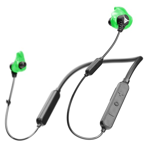 Decibullz Safe + Sound Wireless Bluetooth Headphone & Decibullz Custom Molded Earplugs, Comfortable Hearing Protection for Shooting, Hunting, Travel, Work, & Concerts (Green)