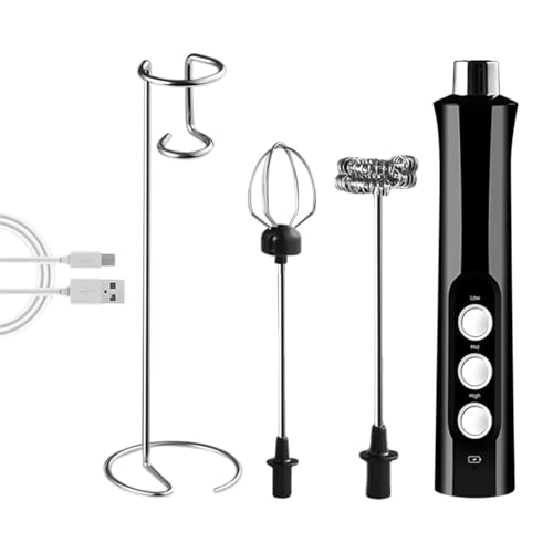 Máquina eléctrica de espuma – Mezclador de varita espumador portátil, batidor de bebidas de mano, máquina de espuma de tres velocidades, herramienta de café que funciona con pilas, accesorio de acero