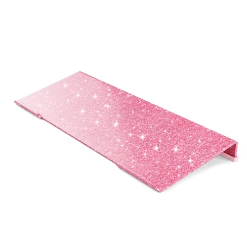 BEEGO Ergonomic Computer Keyboard Stand - Glitter Pink Acrylic Keyboard Riser Tilted Keyboard Holder Keyboard Tray with Pink Non-Slip Strip for Easy Typing at Home School Office Desk Accessories