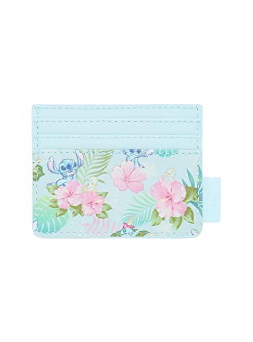 Hot Topic Lilo & Stitch Tropical Friends Multicolored Striped Faux Leather Wallet with Zipper, Compact, 2 Compartments, 2 Card Slots, Kid, Unisex, Girls, Disney Fans, Young Adults to Adults