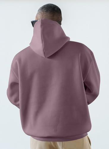 Image of JMIERR Mens Fleece Lined Hoodie Pullover Drawstring Pocket Winter Warm | Cozy fleece-lined pullover, adjustable drawstring hood, kangaroo pocket, regular fit, machine wash