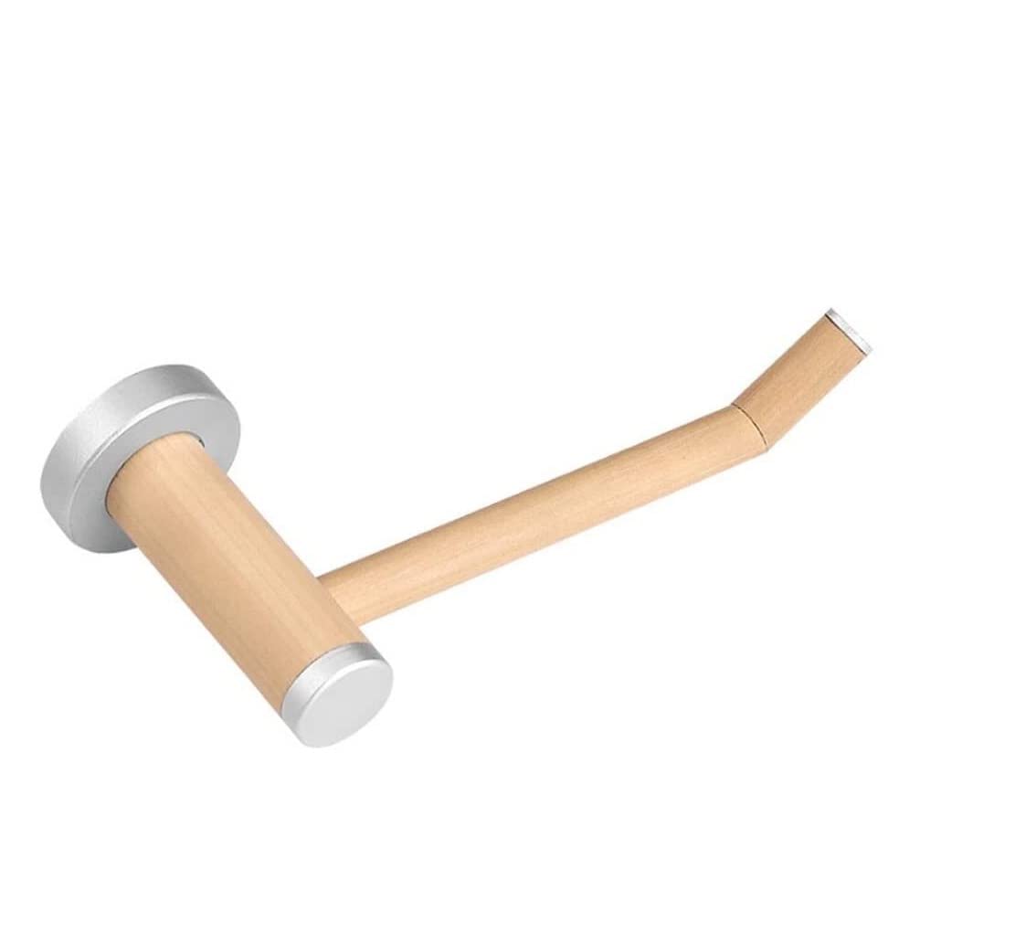Toilet Paper Roll Dispenser Bathroom Toilet Paper Holder Solid Wood Waterproof Wall Mounted Roll Towel Shelf Bathroom Kitchen(B)
