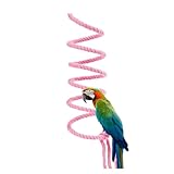 Bird Spiral Rope Perch, Cotton Parrot Swing Climbing Standing Toys, Bird Cage Toy for Lovebirds Budgies Tiels Green Cheek Conures Senegals Quaker Parakeets (Large,Pink)