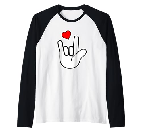 Sign Language I Love You Sign Camiseta Manga Raglan