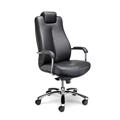 Preisvergleich Produktbild Nowy Styl Bürodrehstuhl / Aus Softleder / Kopfstütze starr / Schwarz